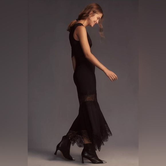 Anthropologie Hutch Asymmetrical Lace Mix Slip Dress - Picture 3 of 14